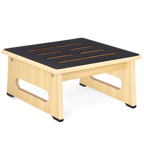 EIN hölzerner Tritthocker 5,5 Zoll für Erwachsene und Senioren mit Rutschfester Gummiauflage, für drinnen und draußen, tragbare hölzerne Aufstehhilfe für Bad, Küche (Natürlich, 8.7inch/22cm) von Natree