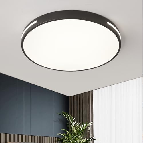 Natsen 96W Deckenleuchte LED Deckenlampe, dimmbar mit Fernbedienung, Runde Leuchte für Küche Diele Wohnzimmer Schlafzimmer Büro, Schwarz (50 * 50 * 5cm) von Natsen