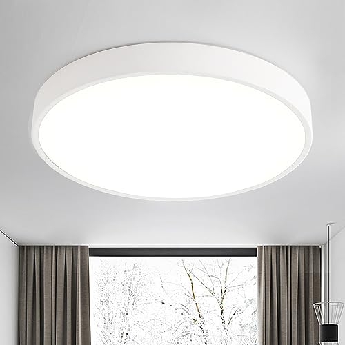 Natsen Deckenlampe 36W LED Deckenleuchte Rund Flach Küchenlampe Wohnzimmerlampe Flurlampe,Warmweiß 3000K, 2880Lumen, Ultraslim Leuchte für Schlafzimmer Wohnzimmer Büro Diele Flur, Weiß (40 x 40 x 4cm) von Natsen