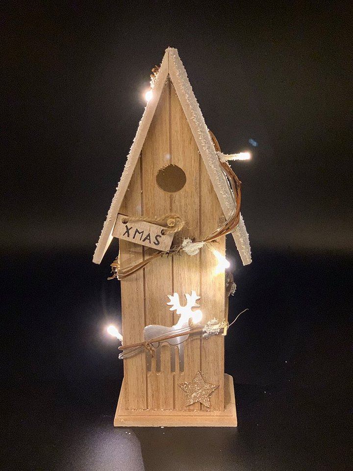 Natsen LED Nachtlicht, LED fest integriert, LED Holz Haus 8 Lichter (Warmweiss), Weihnachtsdeko Fensterdeko Tischdeko von Natsen