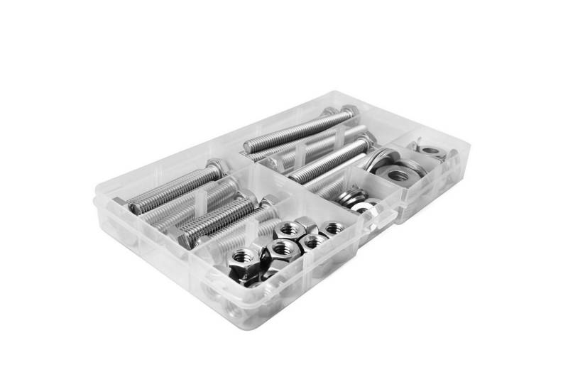 Natsen Schrauben-Set Sechskantschrauben 304 Edelstahl, (5/16-18X1-1/2-3, 80 Stück), mit Muttern Unterlegscheiben Federringe Sortiment Kit von Natsen