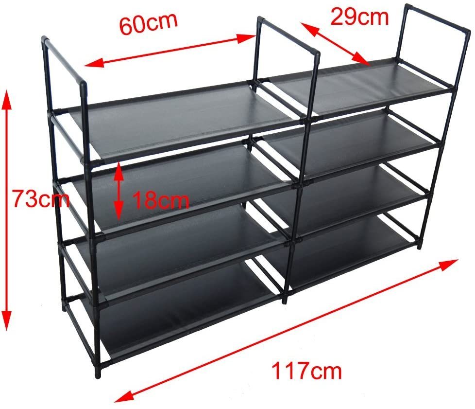 Natsen Schuhregal, Schuhständer Schuhablage Schuhschrank mit 4/8 Ebene (Schwarz, 8 Ablagen) von Natsen