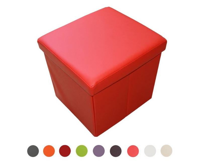 Natsen Sitzhocker mit Stauraum faltbare Sitzwürfel (Sitztruhe aus Kunstleder, 38 x 38 x 38 cm Red), gepolstert Sitzbank Fußhocker für Wohnzimmer Schlafzimmer von Natsen