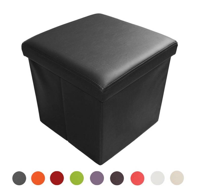 Natsen Sitzhocker mit Stauraum faltbare Sitzwürfel (Sitztruhe aus Kunstleder, 38 x 38 x 38 cm Schwarz), gepolstert Sitzbank Fußhocker für Wohnzimmer Schlafzimmer von Natsen