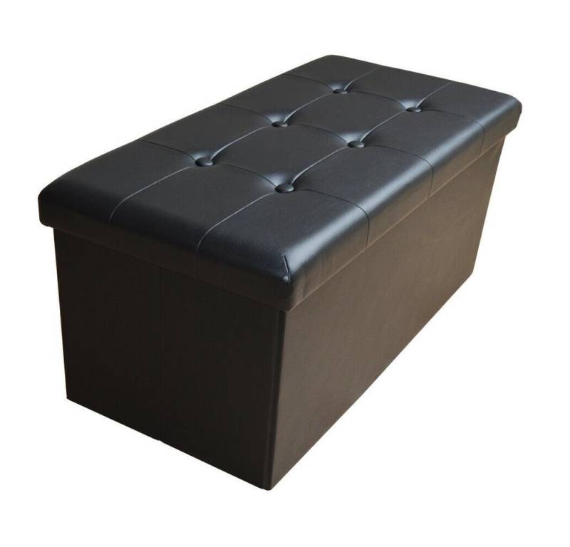 Natsen Sitzhocker Sitzbank mit Stauraum faltbare Füßbank (Sitztruhe aus Kunstleder, 76 x 38 x 38 cm Schwarz), gepolstert Sitzbank Fußhocker, für Wohnzimmer Schlafzimmer von Natsen