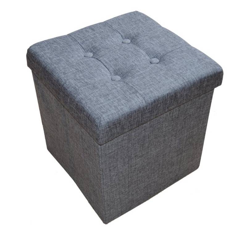 Natsen Sitzhocker mit Stauraum faltbare Sitzwürfel (Sitztruhe aus Leinen, 38 * 38 * 38 cm Gray), gepolstert Sitzbank Fußhocker für Wohnzimmer Schlafzimmer von Natsen