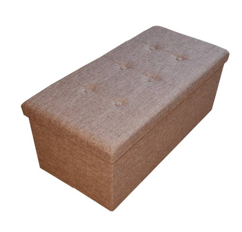 Natsen Sitzhocker Sitzbank mit Stauraum faltbare Füßbank (Sitztruhe aus Leinen, 76 x 38 x 38 cm Braun), gepolstert Sitzbank Fußhocker, für Wohnzimmer Schlafzimmer von Natsen