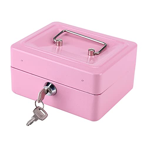 1-teiliger Safe, Mini-Geldkassette, Tragbare Sichere Sicherheitsbox, Schmuck-Sicherheitsbox, Haushalts-Safe-Schließbox Mit Schlüsselschloss Für Büro, Kinder, Erwachsene(Rosa) von Natudeco