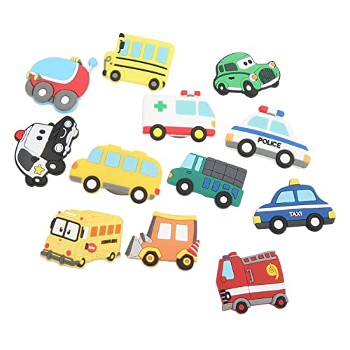 12 Stück Kühlschrankmagnet Kühlschrank Dekoration Cartoon Auto Muster Aufkleber 3D Personalisiertes Weiches Magnet Spielzeug für Klasse Büro Klassenzimmer Spielplatz von Natudeco