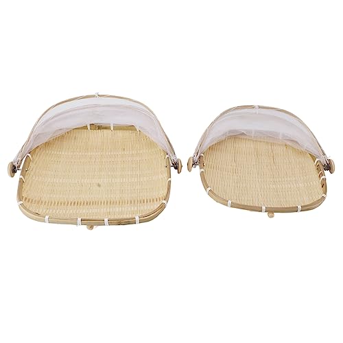 2-teiliger Zeltkorb Zum Servieren von Lebensmitteln, Tragbarer Zeltkorb Für Lebensmittel Mit Transparentem Netzbezug, Zelthalter Für Lebensmittel Im Innen- Und Außenbereich(Quadrat) von Natudeco