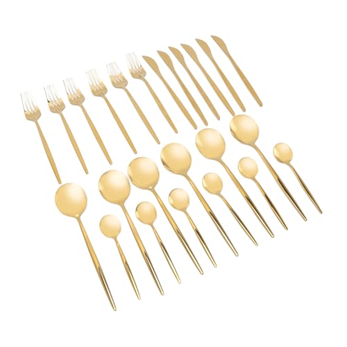 24-teiliges Besteckset aus Gold und Silber, Goldbesteck, Premium-Edelstahlbesteck, langlebiges Besteckset für Zuhause, Küche, Party, Hochzeit, Abendessen von Natudeco