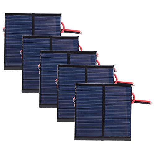5 Stück Solar-Polysilizium-Epoxy-Ladegerät-Modul DC5.5V Solar Power Generation Ladegeräte Board 0.6W DIY Polysilicium Power Equipment mit 30 cm Kabel 65 x 65 mm von Natudeco