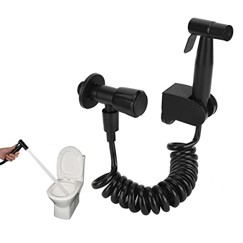 Bidet-Sprühgerät, Hand-Bidet-Sprühgerät, feminines Wasch-Sprühkopf-Halter-Schlauch-Kit, schwarzes G1/2-Edelstahl-Gewinde, Badezimmer-Accessoires von Natudeco