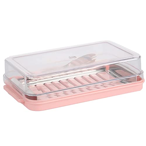 Butterbox Butterschneider Behälter Edelstahl Butterschneider Käse Aufbewahrungsbox Käseschale Küchenbedarf mit transparentem Deckel Butterbehälter Halter Aufbewahrung für die Küche(Rosa) von Natudeco