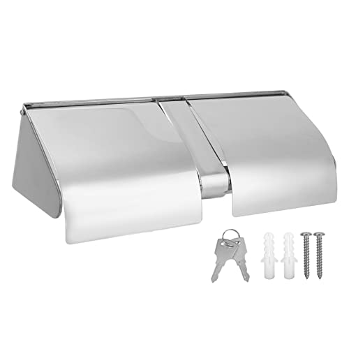 Doppel-Toilettenpapierhalter Rollenpapierregal Kommerzieller Toilettenpapierspender 304 Edelstahl Doppelrollen-Toilettenpapierhalter Wandmontage mit Schloss von Natudeco