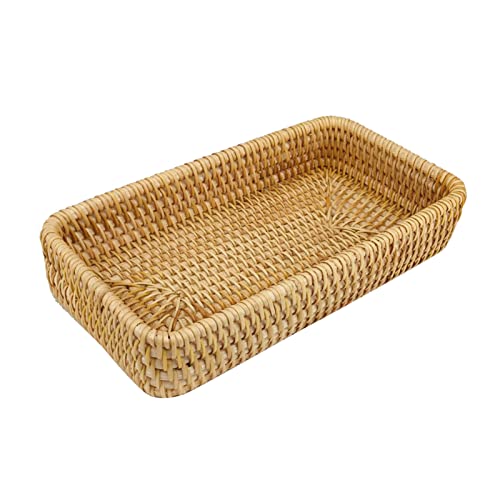 Handgewebtes Vietnamesisches Rattan-Tablett, Snack-Display-Tablett-Set, Vielseitig Und Stilvoll Für Die Organisation zu Hause Und Snack-Display, Kleine, Mittelgroße, Große(21 * 11 * 4) von Natudeco