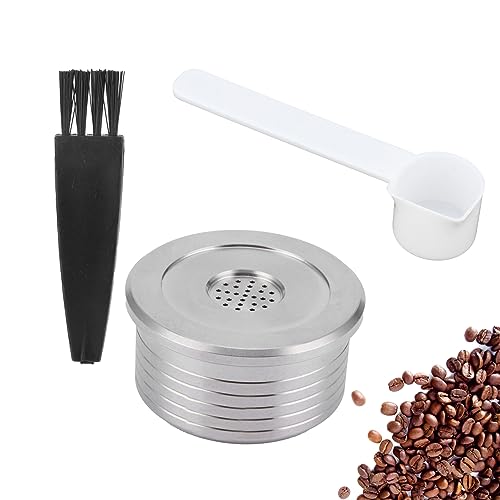 Natudeco Wiederverwendbare Kaffeekapseln Wiederbefüllbare Kaffeekapseln Pod mit Löffelbürste Passende multifunktionale Edelstahlkapsel für die Kaffeemaschine DELTa Q NDIQ7323 von Natudeco