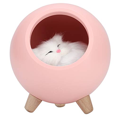 Katze Nachtlicht Kleines Haustier Haus Led Nachtlicht USB Aufladung Weiches Silikon Schlafendes Kätzchen Licht Geburtstag Schlafzimmer Nachtlicht(rosa) von Natudeco