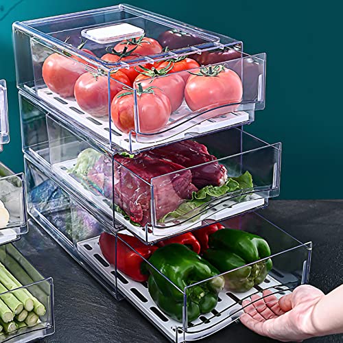 Kühlschrankbehälter Vorratsbehälter Kühlschrank Aufbewahrungsschublade Kühlschrank Obst Käse Lebensmittelorganisation Behälter Behälter Ausziehbarer Designschrank für Speisekammer Küche (S) von Natudeco