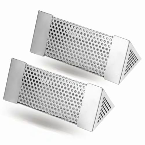 Natudeco 2Pcs Pellet Smoker Tube 6in Smoke Generator Smoke Pipe Mesh Tube Pellets Smoke Box 304 Edelstahl Grillzubehör für kaltes heißes Räuchern(Dreieck) von Natudeco