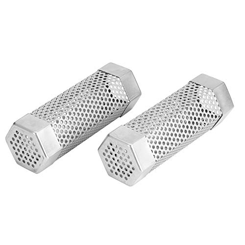 Natudeco 2Pcs Pellet Smoker Tube 6in Smoke Generator Smoke Pipe Mesh Tube Pellets Smoke Box 304 Edelstahl Grillzubehör für kaltes heißes Räuchern(Hexagon) von Natudeco