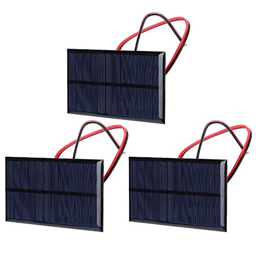 Natudeco 3 Stück DC 6 V 1 W Mini-Solarpanel-Zellen-Leistungsmodul Polykristallines Silizium, elektronisches Zubehör mit 30 cm Draht für den Unterricht von DIY-Projekten von Natudeco