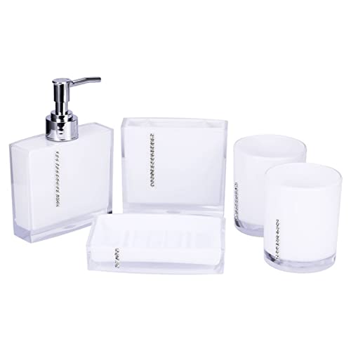 5-teiliges Acryl-Toilettenzubehör-Set Badezimmer-Arbeitsplatten-Zubehör-Set Badtasse Zahnbürstenhalter Seifenschale für den Gebrauch im Hotel zu Hause von Natudeco