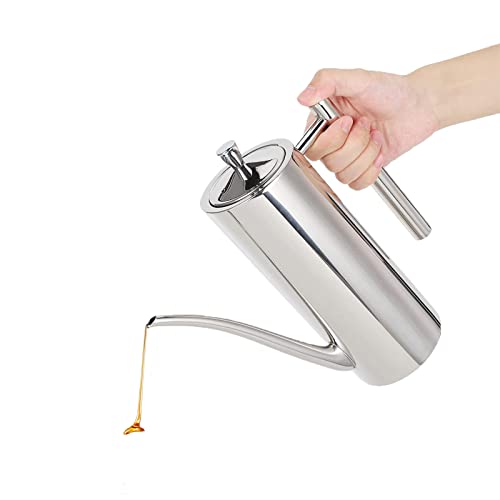 Natudeco Edelstahl-Ölkanne, Speiseölkanne, Ölflasche, Olivenöl Flasche, Oliven Essig Ölspender, Ölkännchen Ölbehälter Olivenölspender mit Griff für Küchenkochen(0,7 l) von Natudeco