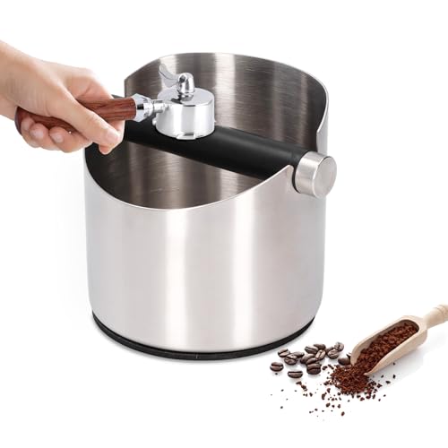 Natudeco Kaffeesatz Klopfbox Haushalt Kaffeesatz Grind Dump Bin Edelstahl Gummi Kaffeemaschine Zubehör Espresso Abklopfbehälter für dein Barista Zubehör Home Bars von Natudeco