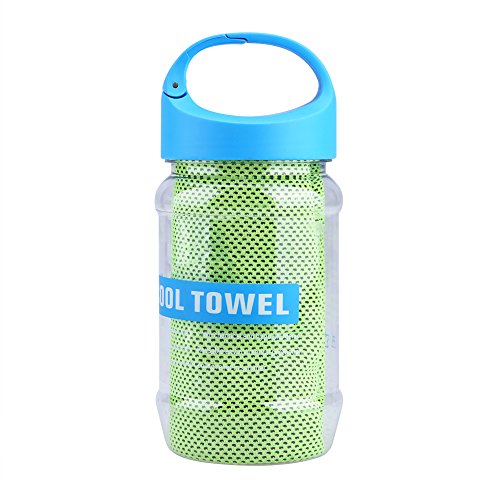 Natudeco -Kühltuch mit Aufbewahrungsflasche absorbierende atmungsaktives Handtuch für Neck Yoga Sport Golf Fitnessstudio Laufwerk Training (Grasgrün) von Natudeco