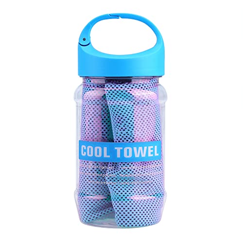 Natudeco -Kühltuch mit Aufbewahrungsflasche absorbierende atmungsaktives Handtuch für Neck Yoga Sport Golf Fitnessstudio Laufwerk Training (Hellblau) von Natudeco