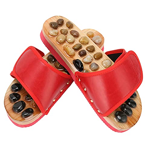 Natudeco Plantar Massagegerät Hausschuhe Fußreflexzonenmassage Hausschuhe Akupunktur Sandalen Fußmassagegerät Schuhe für Frauen Stressabbau Rote Farbe(39-40) von Natudeco