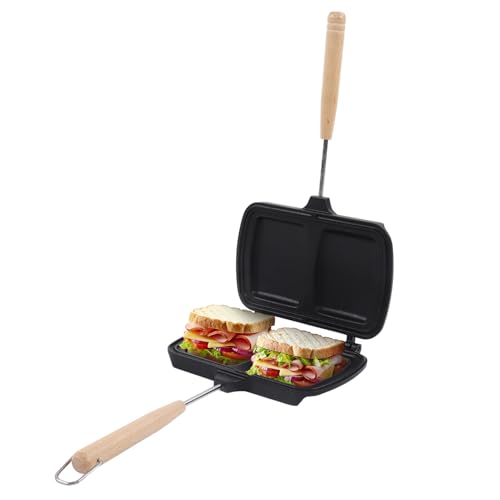 Sandwichpfanne, antihaftbeschichtetes, doppelseitiges Braten, tragbarer Dual-Sandwich-Panini-Maker, Aluminium-Flip-Pfanne, Frühstückswerkzeuge, Küchenutensilien von Natudeco