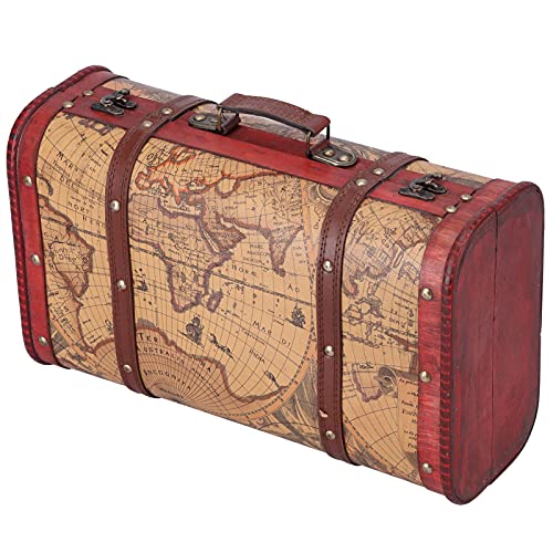 Natudeco Schatztruhe aus Vintage-Holz, dekorativer Koffer, tragbar, Verbundholz, Ausflugskoffer, High-End-Textur für die Reise, Heimdekoration, Aufbewahrungsbox von Natudeco