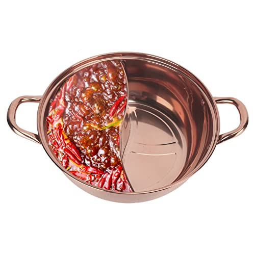 Shabu Shabu Hot Pot Home Suppentopf Elektrischer Topf Geteilter Schmortopf Pfanne Mandarinenten-Schmortopf für Partyfamilien(Roségold) von Natudeco