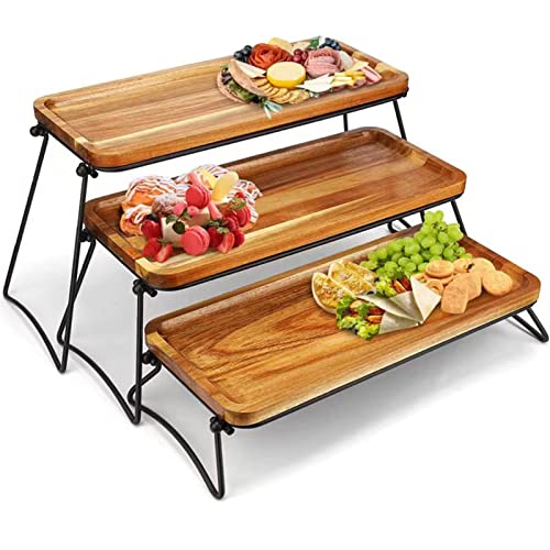 Natudeco Tortenständer 3 etagen,Cupcake Ständer Holz,Tortenplatte Servierplatte Dessert-Tisch Präsentationsständer 42.9x20.1x7.6cm für Hochzeit Geburtstag Party Kuchen Donuts Muffin von Natudeco