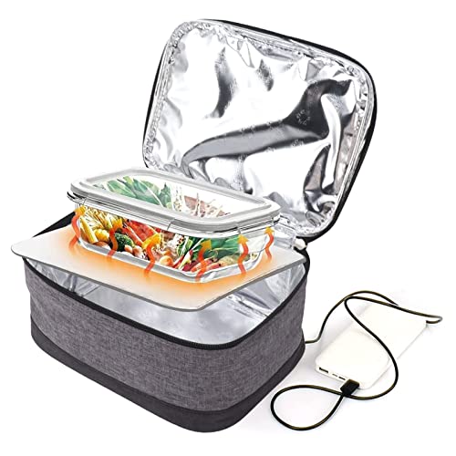 Natudeco Tragbarer Speisenwärmer Lunchbox Tasche Warmhaltebehälter USB-Heizung Lunchtasche Elektrischer Lebensmittel-Heizbehälter Kleine Kühltasche Arbeit Reisen Büro Picknick von Natudeco