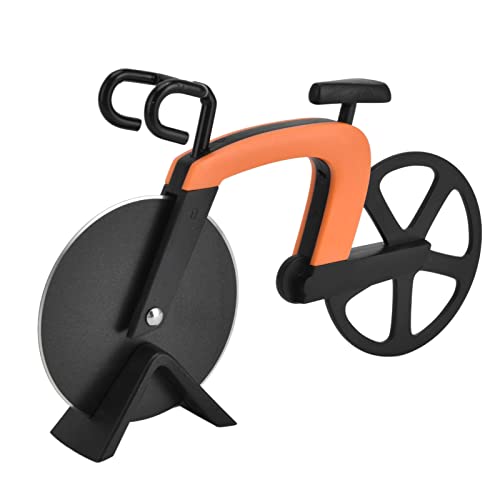 Pizzaschneider Fahrrad-Pizza-Schneidrad Pizzaroller Edelstahl Antihaft-Schneidrad Ausstellungsstand Pizza-Schneidewerkzeug Urlaub Teigrad Gadget Küchenwerkzeug (Orange) von Natudeco