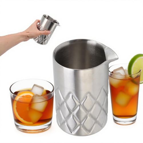 Rührglas Edelstahl-Rührglas doppelwandig unzerbrechlich Rostschutz Cocktail-Rührglas Cocktail-Trinkgeschirr für die Hausbar von Natudeco