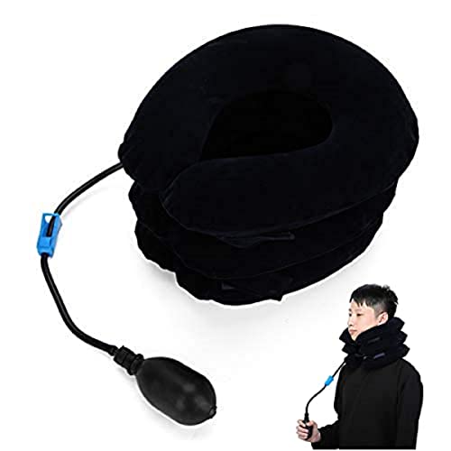 Zervikaler Traktionskragen Multifunktionaler Haushalt Tragbares Ergonomisches Halszervikales Traktionsinstrument Aufblasbares Nackenkissen Halsband Blau für Zuhause von Natudeco