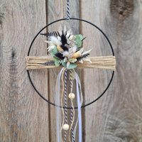 Metallring Mit Trockenblumen/Trockenblumenbouquet in Ring Bouquet Dekoring Boho Strauß Fensterschmuck Türschmuck von NatuerlichGestalten
