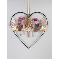 Herz Fensterdekoration Trockenblumenkranz Trockenblumenherz Personalisierbar Hochzeit von NatuerlichMitStil