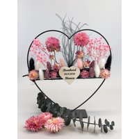 Herz Trockenblumen Ständer Trockenblumenkranz Trockenblumenherz Hochzeit Deko von NatuerlichMitStil