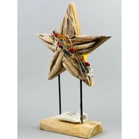 Holzstern Weihnachten Led | Adventsdeko Stern Natur 48cm Lichterstern Mit Timer von NatuerlichMitStil