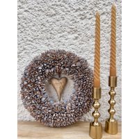 Trockenblumenkranz 30cm Mit Holzherz | Naturkranz Türkranz Herbstdeko Boho Wanddeko Handgemacht von NatuerlichMitStil