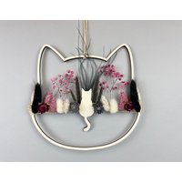 Trockenblumenkranz Katze Fensterdekoration Trockenblumen Ring von NatuerlichMitStil