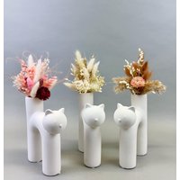 Vase Trockenblumen Katze Keramik von NatuerlichMitStil