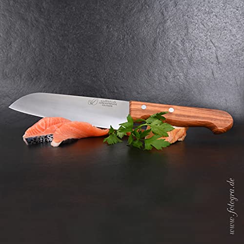 Natürliche Lebensfreude - Santoku Messer mit Olivenholz Griff - sehr scharfe 20 cm Klinge - Made in Germany Solingen - Rostfreier Edelstahl aus Deutschland - Kochmesser von Natürliche Lebensfreude