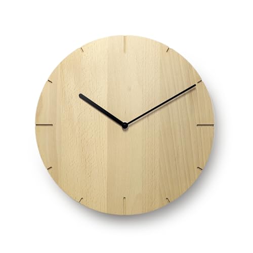 Natuhr Funk Wanduhr Holz Solide Massivholz puristisch, modern (Buche geölt) von Natuhr