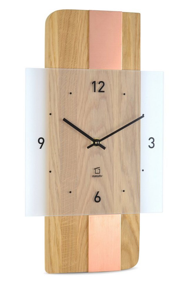 Natuhr Funkwanduhr Natuhr Wanduhr - Fusion - präzises Funk-Uhrwerk Holz Metall Glas von Natuhr